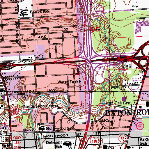 Topographic Map of Monte Sano Head Start Center School, LA