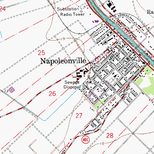 Topographic Map of Napoleonville Head Start School, LA