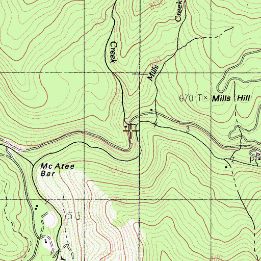 Topographic Map of Fall Creek, CA