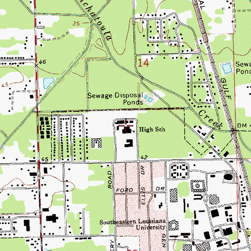 Topographic Map of Southern Louisiana University Head Start Child Development Center, LA