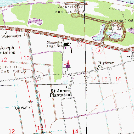 Topographic Map of Vacherie Head Start Center Number 1 School, LA