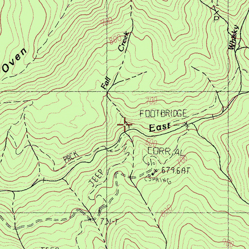 Topographic Map of Fall Creek, CA