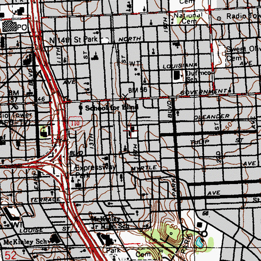 Topographic Map of Wonderland Head Start School, LA