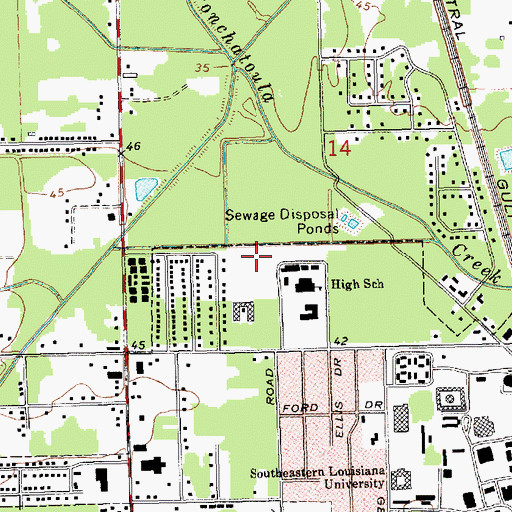 Topographic Map of Southeastern Louisiana University Head Start School, LA