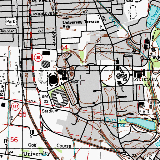 Topographic Map of Louisiana State University Allen Hall, LA