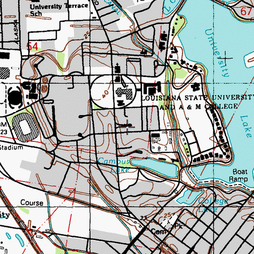 Topographic Map of Louisiana State University Annie Boyd Hall, LA