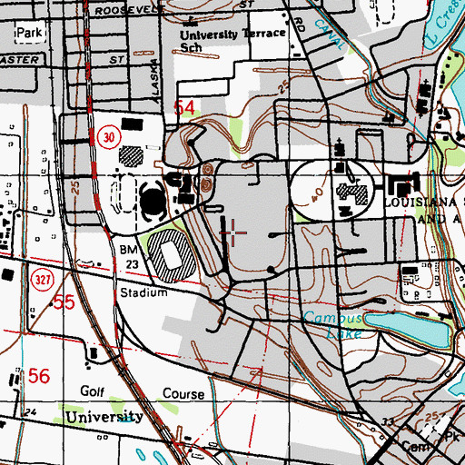 Topographic Map of Louisiana State University Audubon Hall, LA