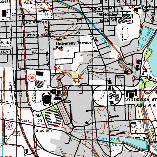 Topographic Map of Louisiana State University Band Hall, LA