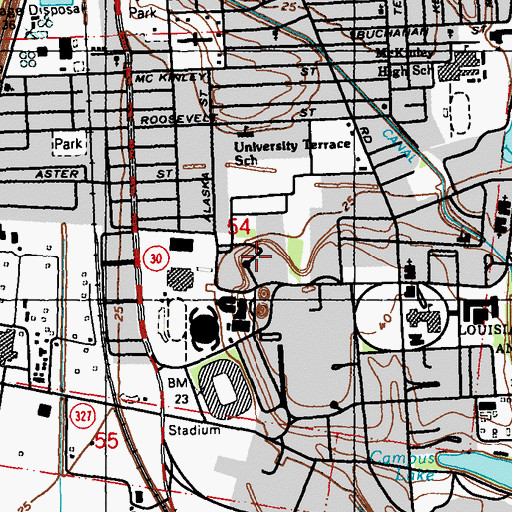 Topographic Map of Louisiana State University Beauregard Hall, LA
