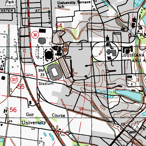 Topographic Map of Louisiana State University Design Building, LA