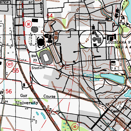 Topographic Map of Louisiana State University Electrical Engineering Building, LA