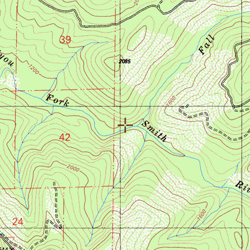 Topographic Map of Fall Creek, CA