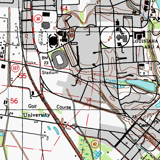 Topographic Map of Louisiana State University Engineering Research and Development Building, LA