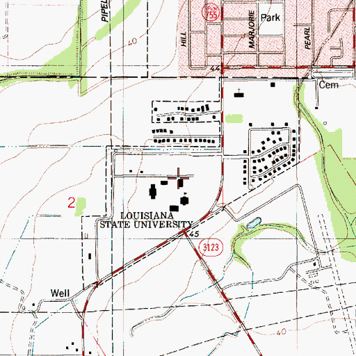 Topographic Map of Louisiana State University Eunice Campus Acadian Center, LA