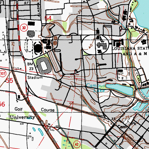 Topographic Map of Louisiana State University Francioni Hall, LA