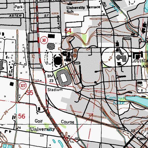 Topographic Map of Louisiana State University Hatcher Hall, LA
