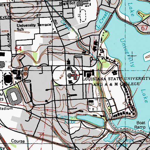 Topographic Map of Louisiana State University Herbert Law Center Building, LA