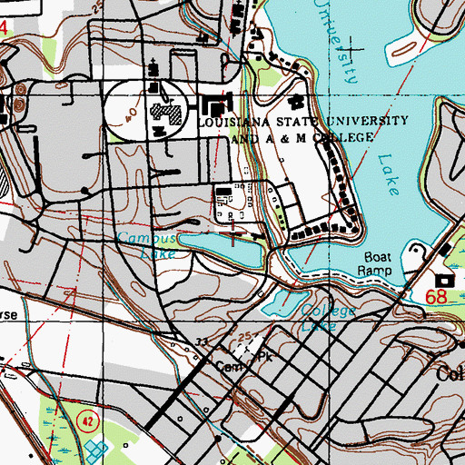 Topographic Map of Louisiana State University Herget Hall, LA