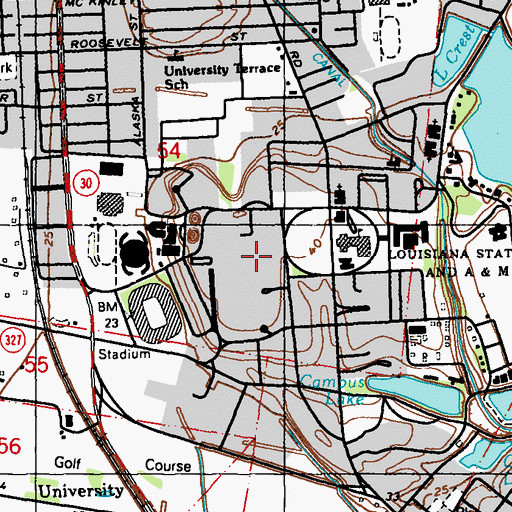 Topographic Map of Louisiana State University Himes Hall, LA