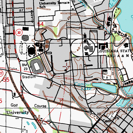 Topographic Map of Louisiana State University Howe - Russell - Kniffen Geosciences Building, LA