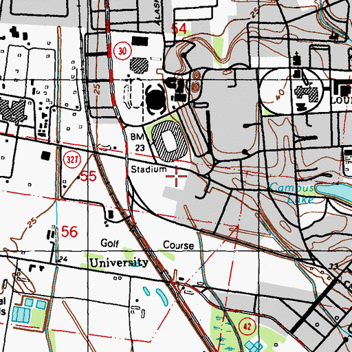 Topographic Map of Louisiana State University Public Safety Building, LA