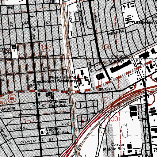 Topographic Map of Baptist Seminary Contract Postal Unit, LA