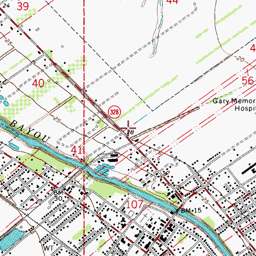 Topographic Map of Breaux Bridge Post Office, LA