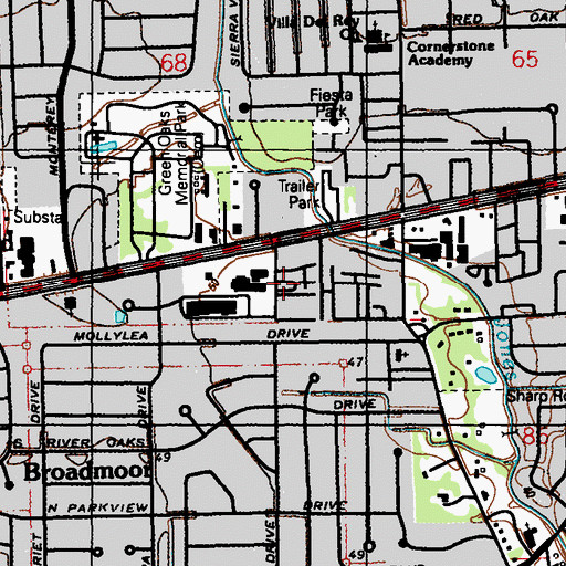 Topographic Map of Broadview Post Office, LA