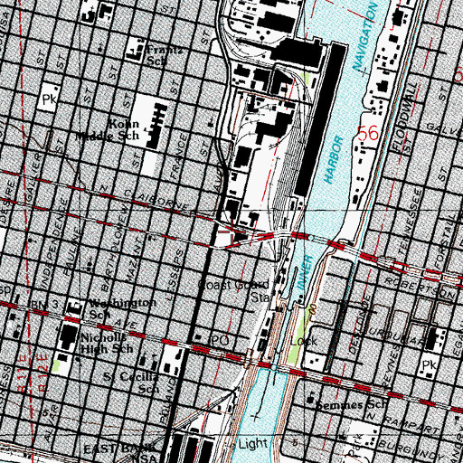 Topographic Map of Bywater Post Office, LA