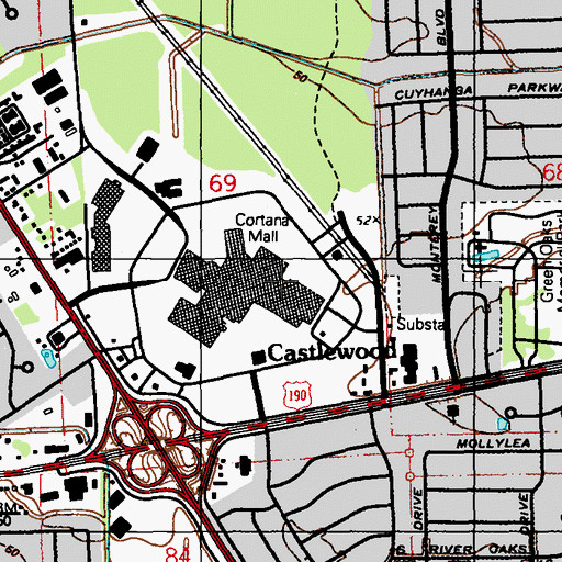 Topographic Map of Cortana Post Office, LA