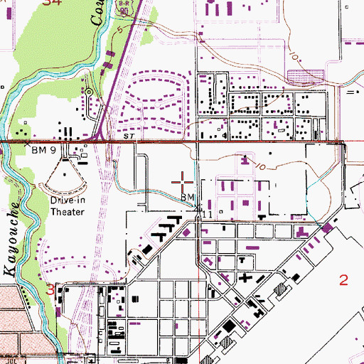 Topographic Map of Eastside Post Office, LA