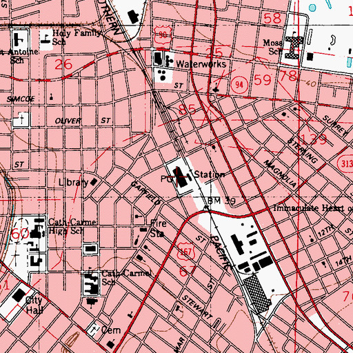 Topographic Map of Jefferson Post Office, LA