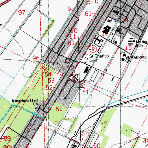 Topographic Map of Luling Post Office, LA