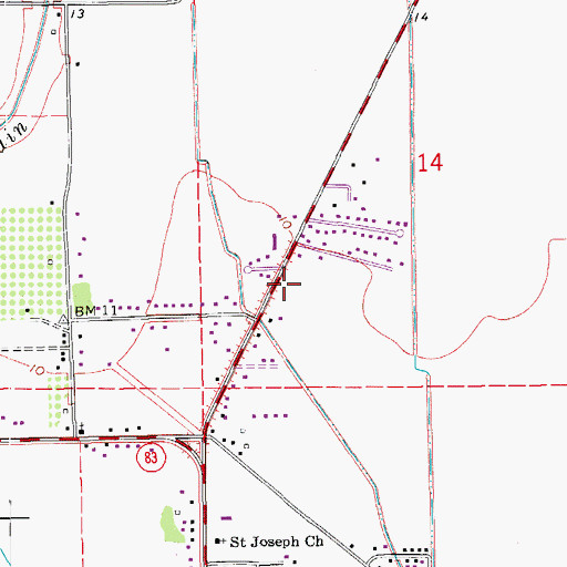 Topographic Map of Lydia Post Office, LA