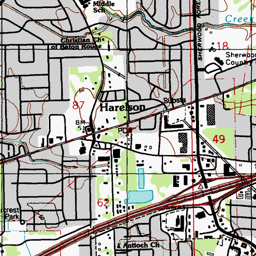 Topographic Map of Old Hammond Post Office, LA