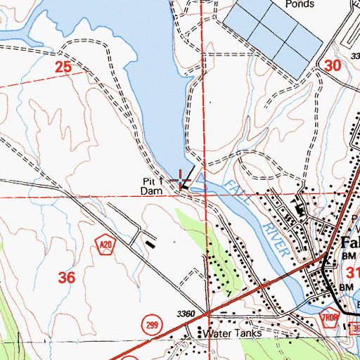 Topographic Map of Fall River Valley, CA