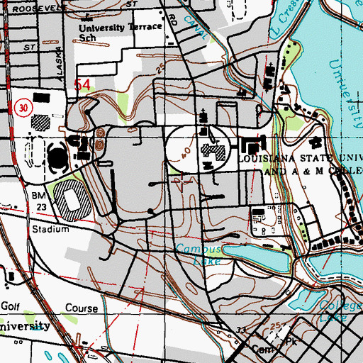 Topographic Map of University Post Office (historical), LA