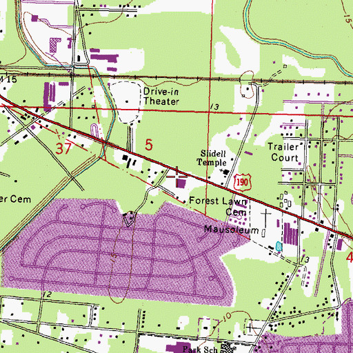 Topographic Map of West Slidell Post Office, LA