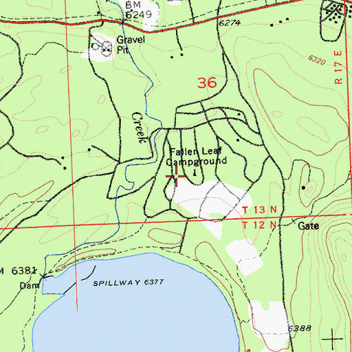 Topographic Map of Fallen Leaf Campground, CA