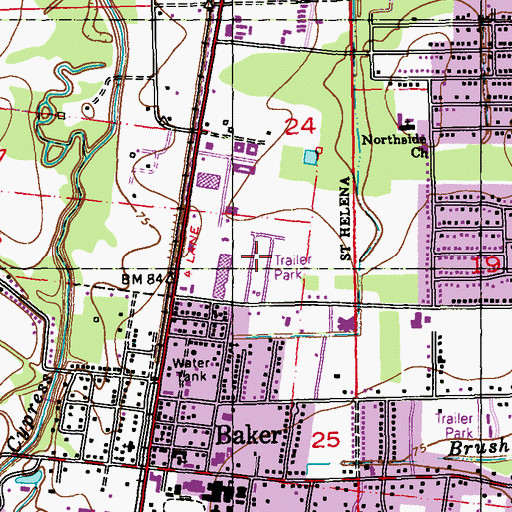 Topographic Map of Azalea Gardens Mobile Home and Recreational Vehicle Park, LA