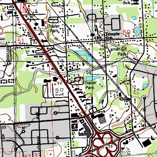 Topographic Map of Big Oaks Mobile Home Park, LA