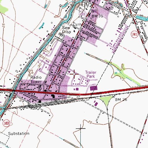 Topographic Map of Bobby Lejeune Mobile Home Park, LA