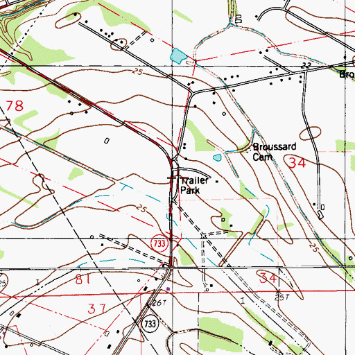 Topographic Map of Brambles Mobile Home Park, LA