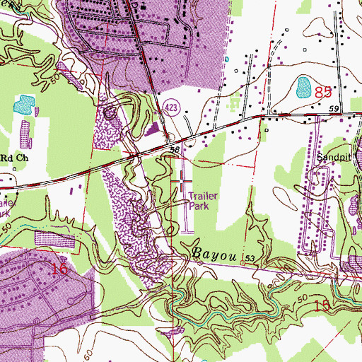 Topographic Map of Four Season Mobile Home Park, LA