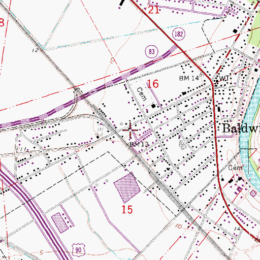 Topographic Map of Fredericks Mobile Home Park, LA