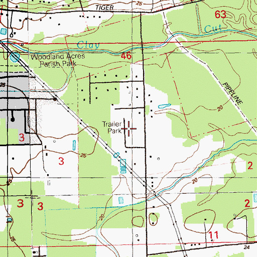 Topographic Map of Hendricks Mobile Home Park, LA