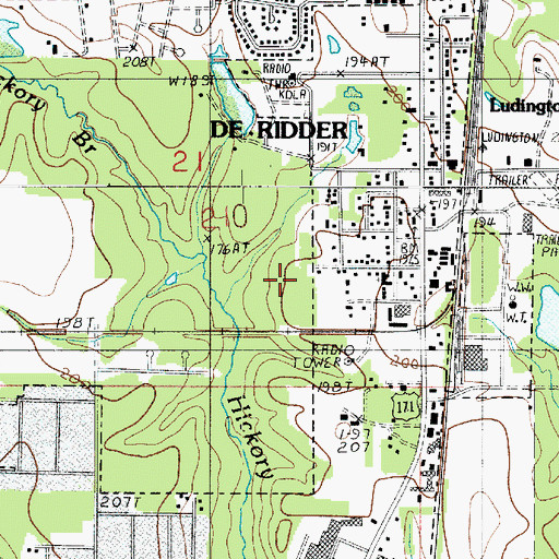 Topographic Map of Hickory Creek Mobile Home Park, LA