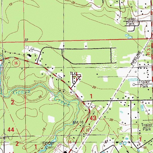 Topographic Map of Highland Ridge Mobile Home Park, LA