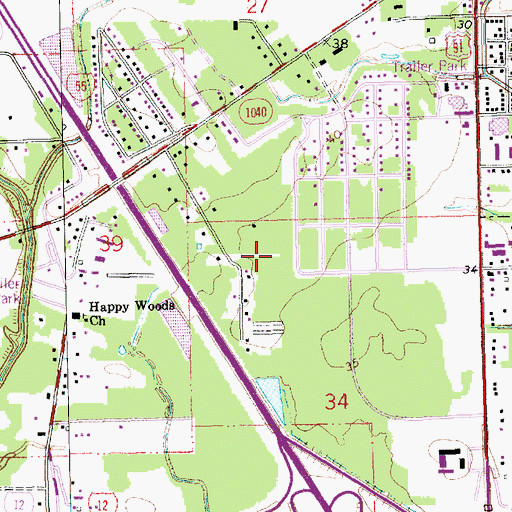 Topographic Map of Hillside Mobile Home Park, LA