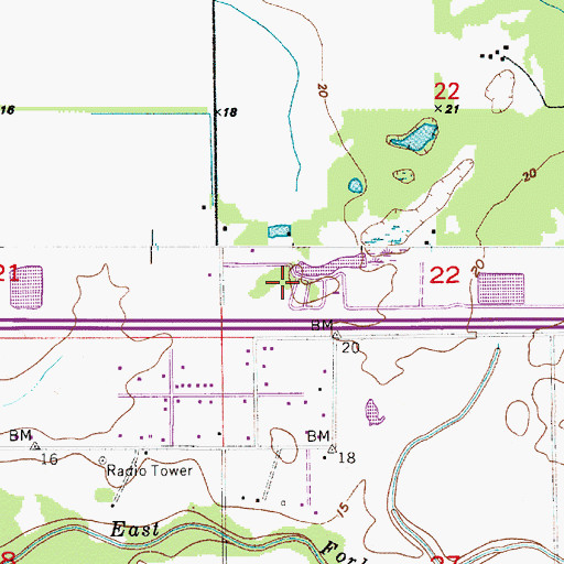 Topographic Map of Interstate 10 Mobile Village, LA